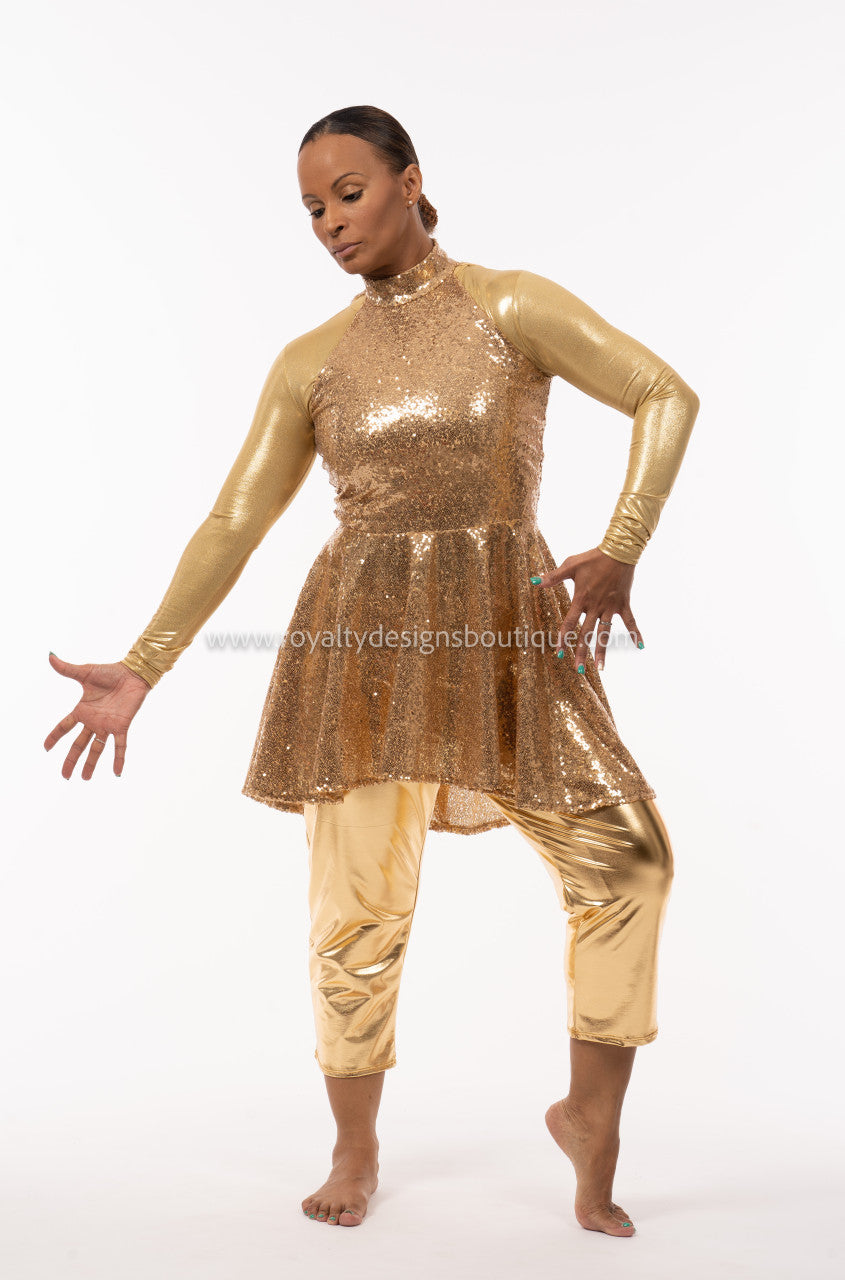 PRAISE HIM - Short Sequin Ephod Dress available in gold or silver