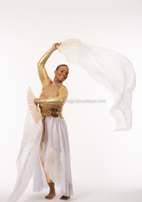 "PRAISE HIM" (2 piece) Praise Dance Ephod & Over Skirt White