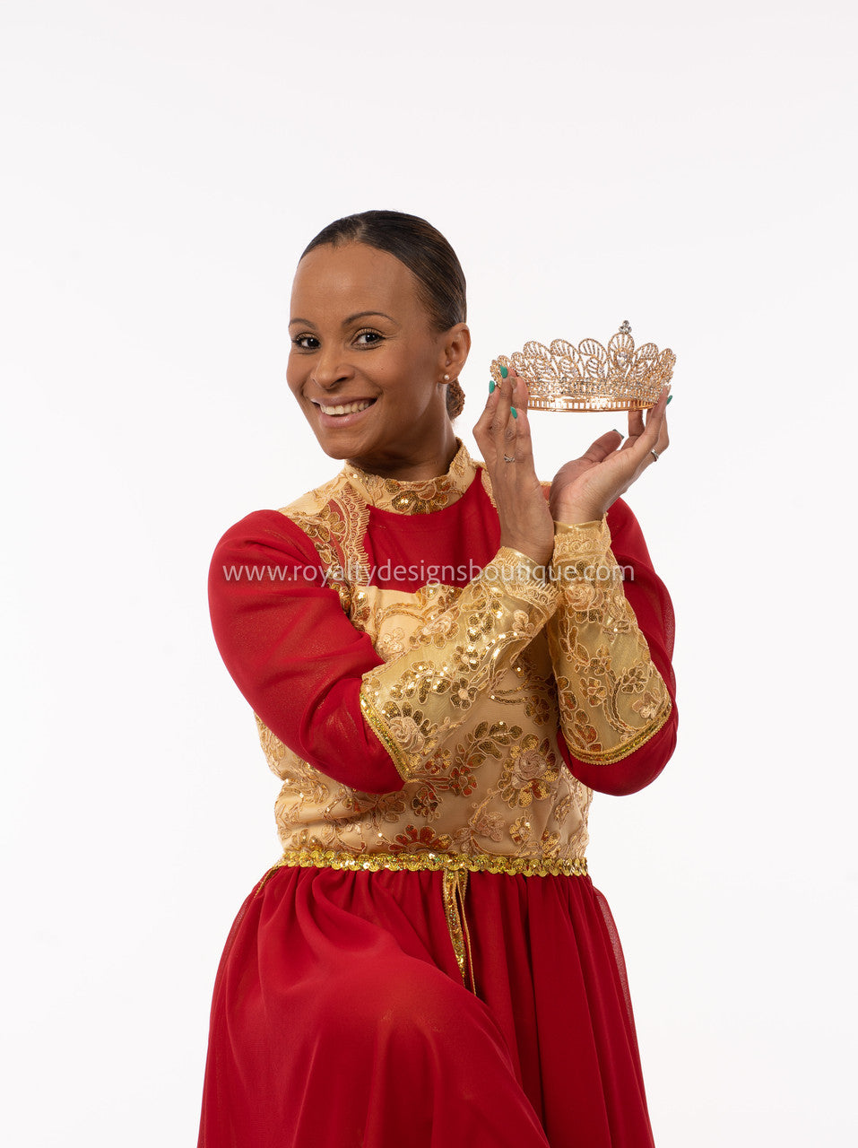 * Elegant Red and gold  Esther Praise Dance Garment - ESTHER Collection -