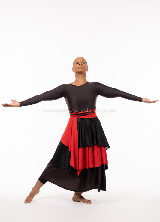 HOTAI Black and Red Wrap Around Lycra Skirt