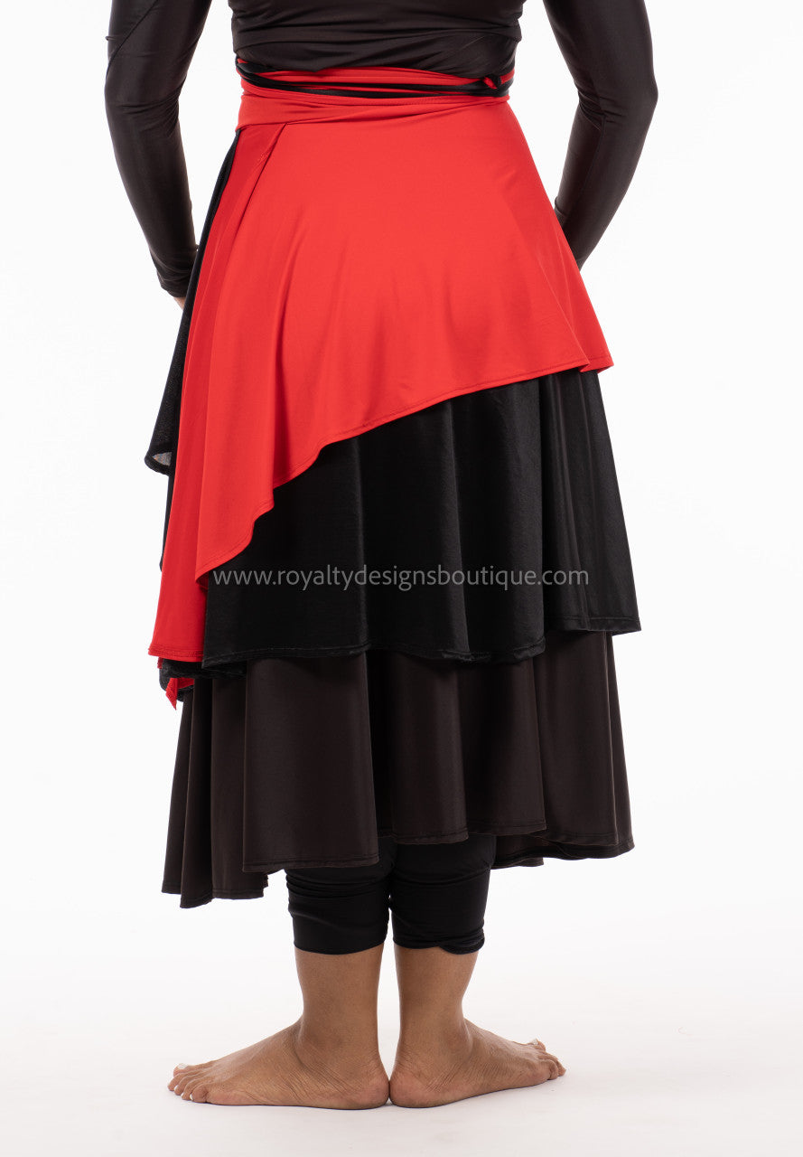 HOTAI Black and Red Wrap Around Lycra Skirt