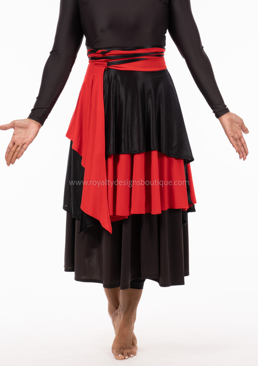 HOTAI Black and Red Wrap Around Lycra Skirt