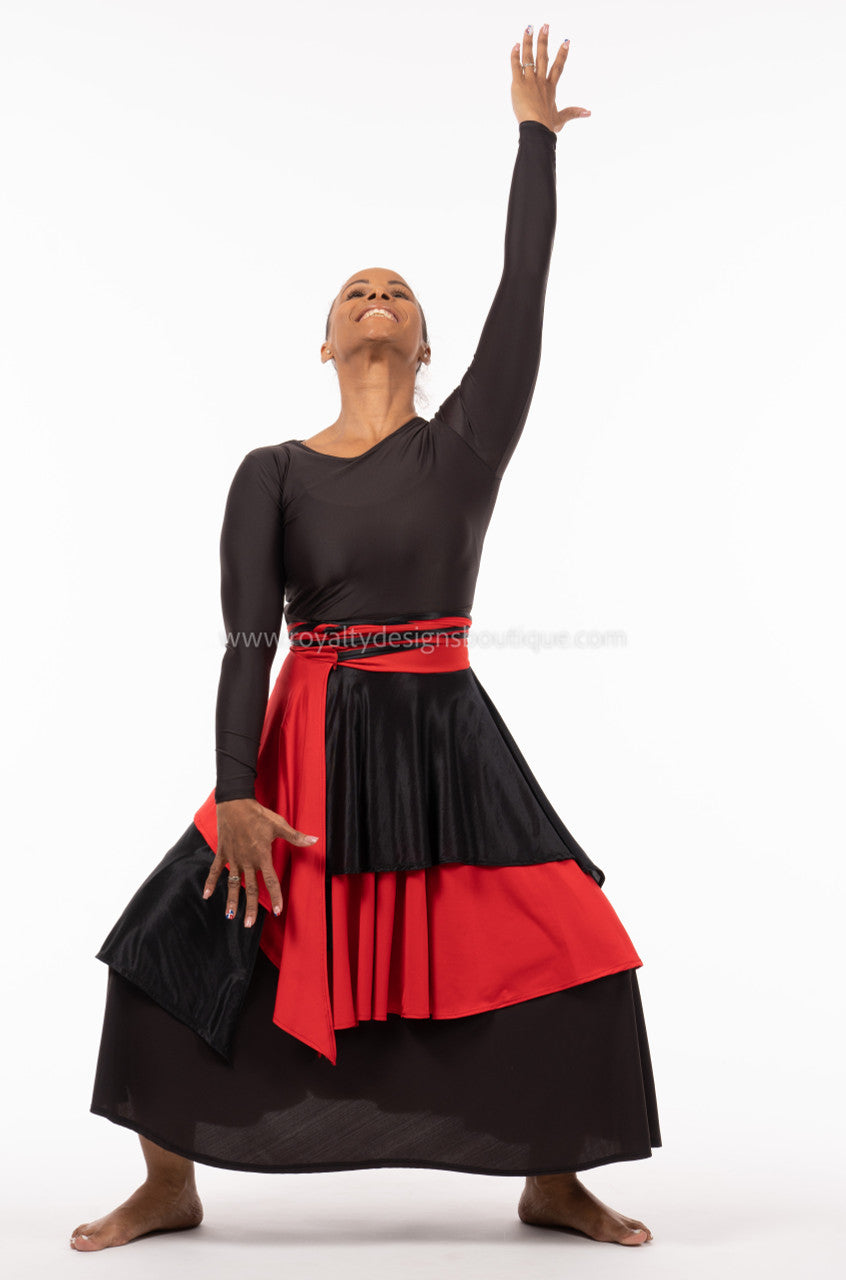 HOTAI Black and Red Wrap Around Lycra Skirt