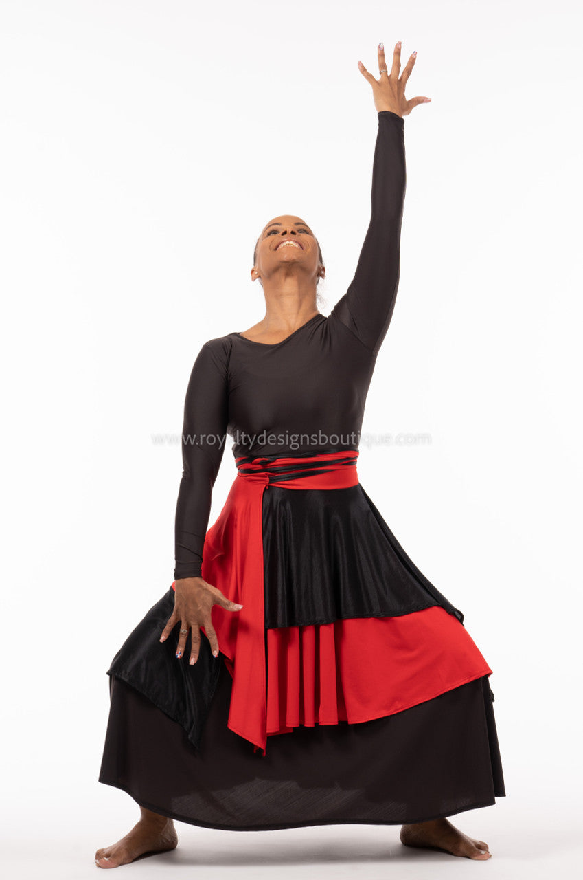 HOTAI Black and Red Wrap Around Lycra Skirt