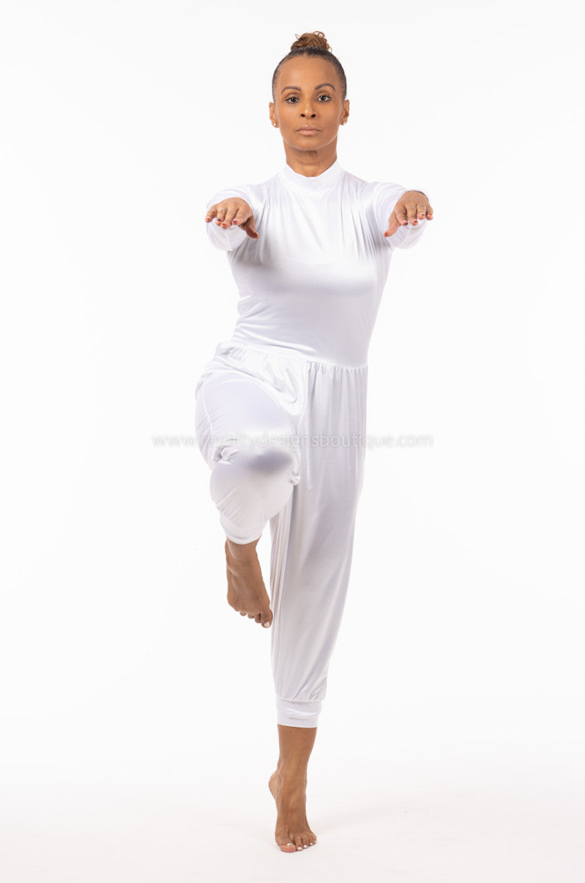 * White One piece Unitard lycra Satin Stretch