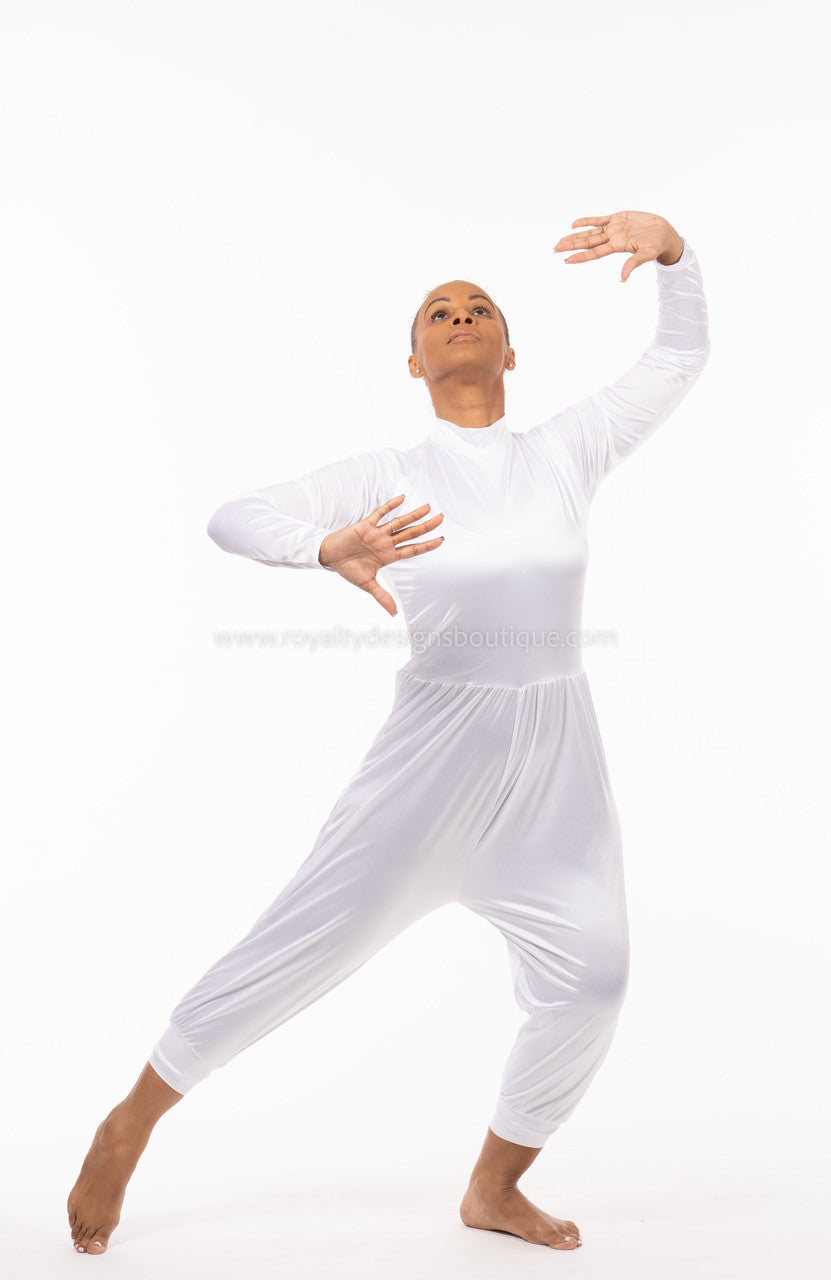 * White One piece Unitard lycra Satin Stretch