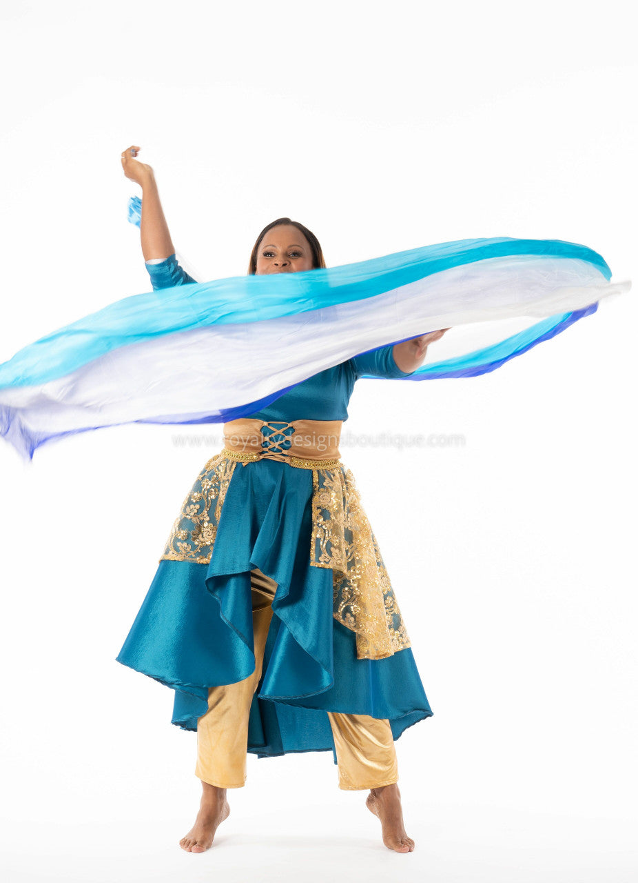 Heaven - Blue & white mix color Silk Flower Praise and worship Dance Throw Streamer