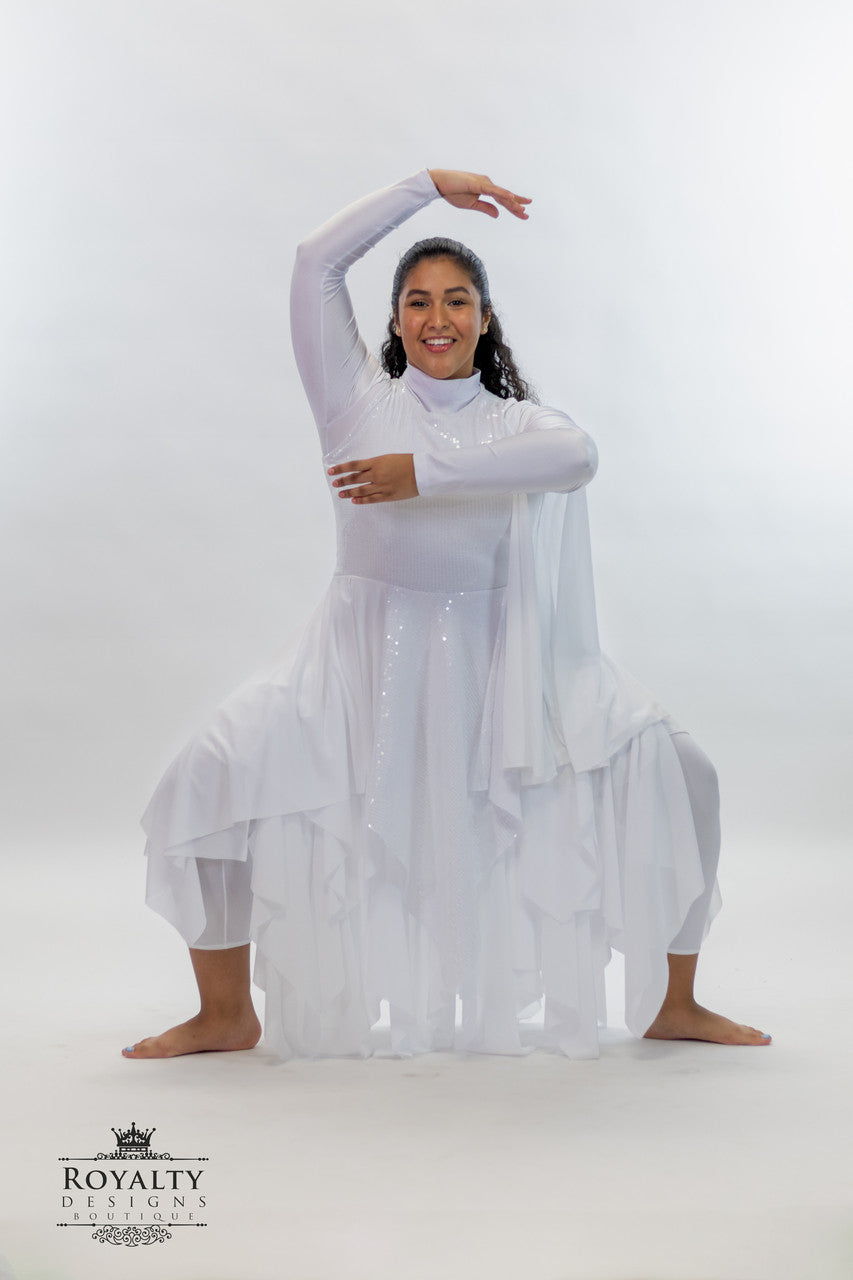 White Revival Dance Tunic with pants attached