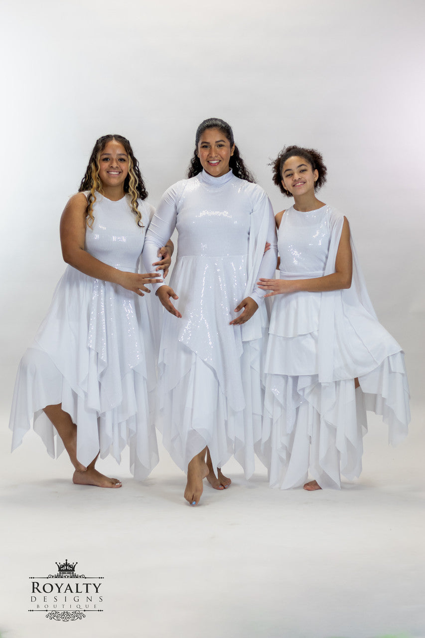 White Revival Dance Tunic with pants attached