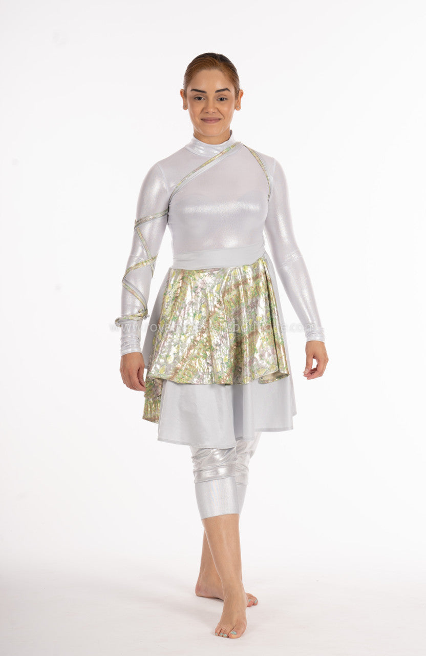 ANA Green and silver Asymmetrical Wrap Around Lycra Skirt