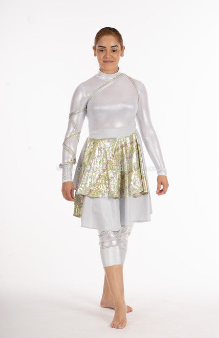 ANA Green and silver Asymmetrical Wrap Around Lycra Skirt