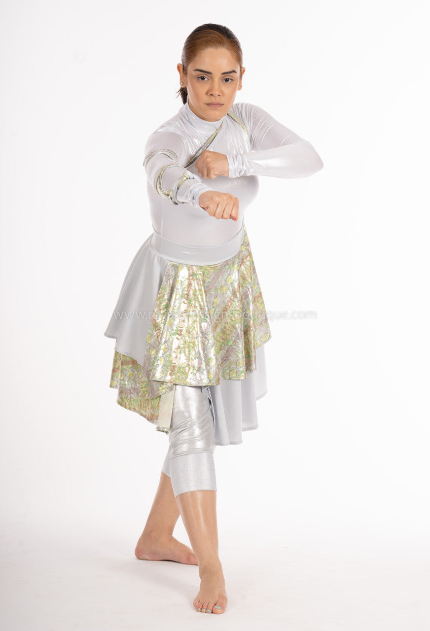 ANA Green and silver Asymmetrical Wrap Around Lycra Skirt