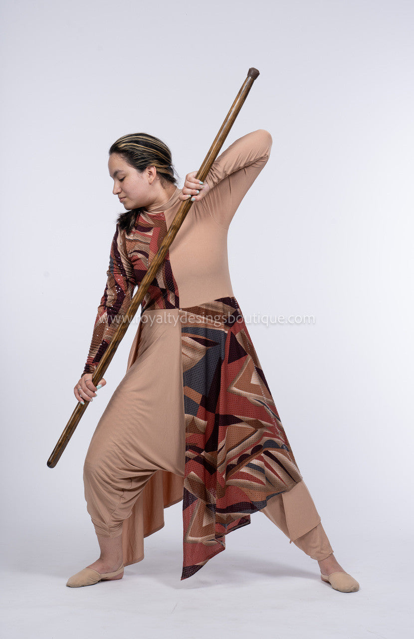 Brown Mix Lycra Unitard   - 'On earth as in Heaven' Collection by Delki Rosso