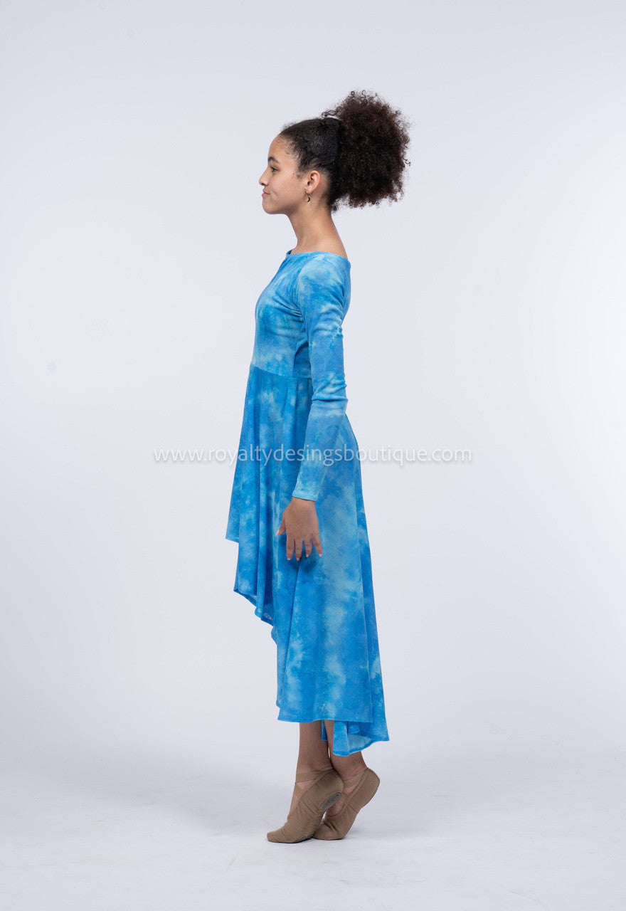 Blue Mesh Hi low Tunic -  DEEPER WATERS Collection by Delki Rosso