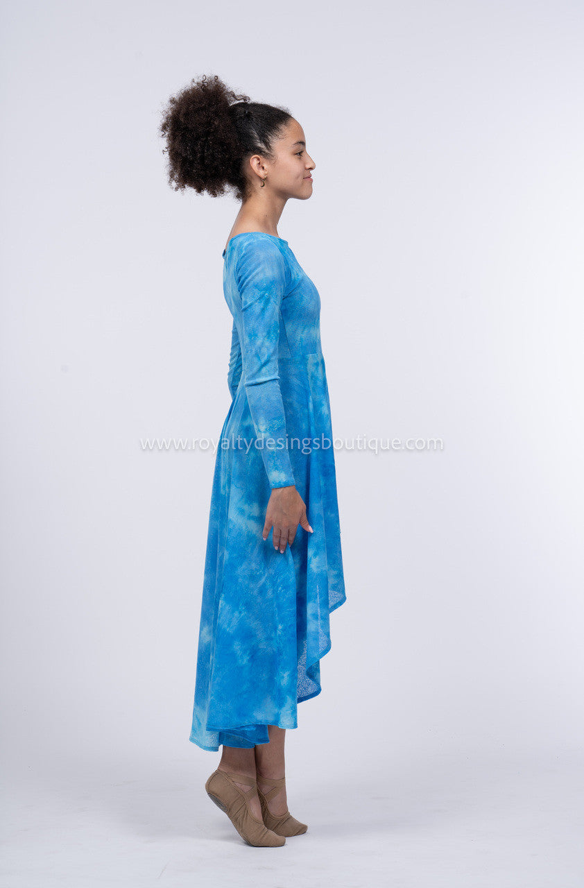 Blue Mesh Hi low Tunic -  DEEPER WATERS Collection by Delki Rosso