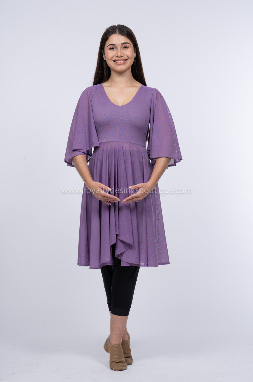 'Rescatada' - Tunica Lilac Mesh Praise Dance Tunic