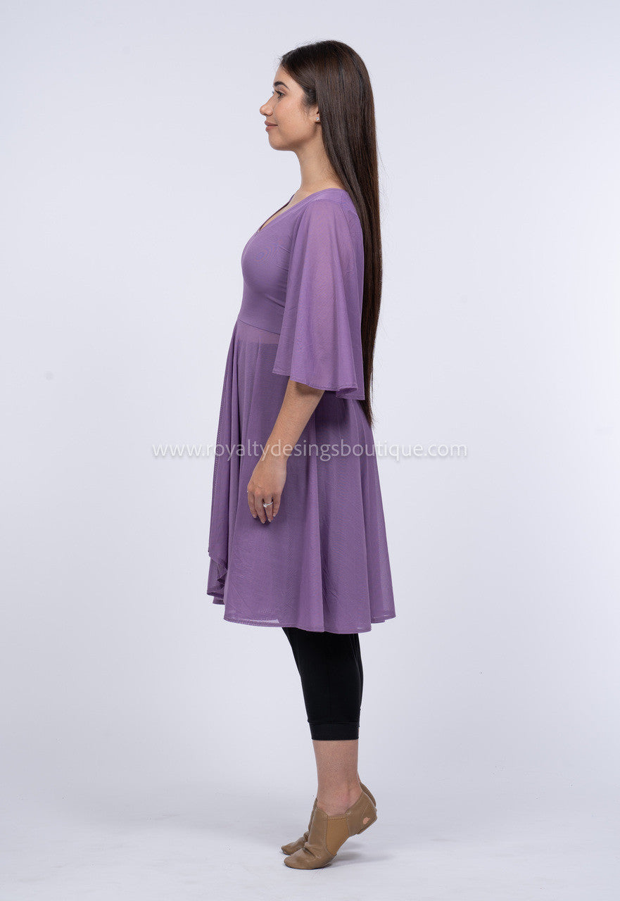 'Rescatada' - Tunica Lilac Mesh Praise Dance Tunic