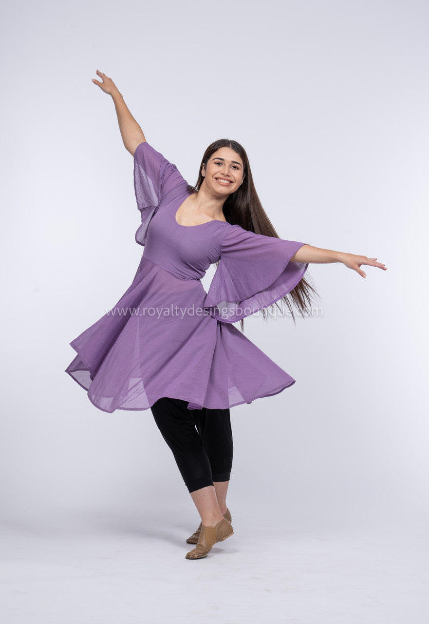 'Rescatada' - Tunica Lilac Mesh Praise Dance Tunic