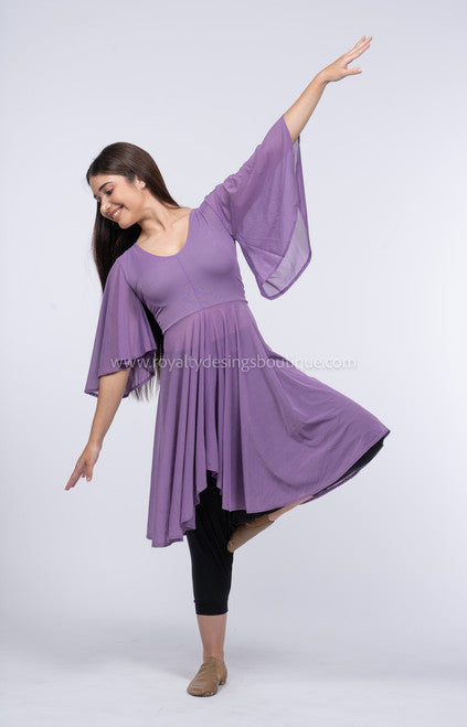 'Rescatada' - Tunica Lilac Mesh Praise Dance Tunic