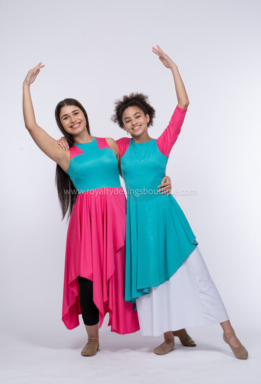 Jubilee Pink and Turquoise Dance Tunic Dress