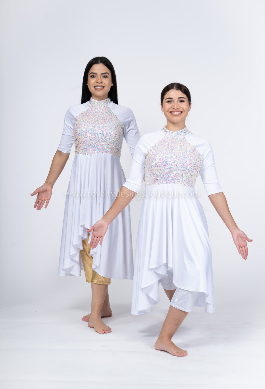 Beautiful Angelical Sequins and Lycra Mid-Sleeve Tunic