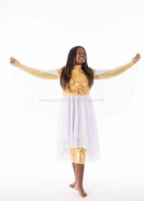 Gold and White Angel Wing elegant Dance Garment