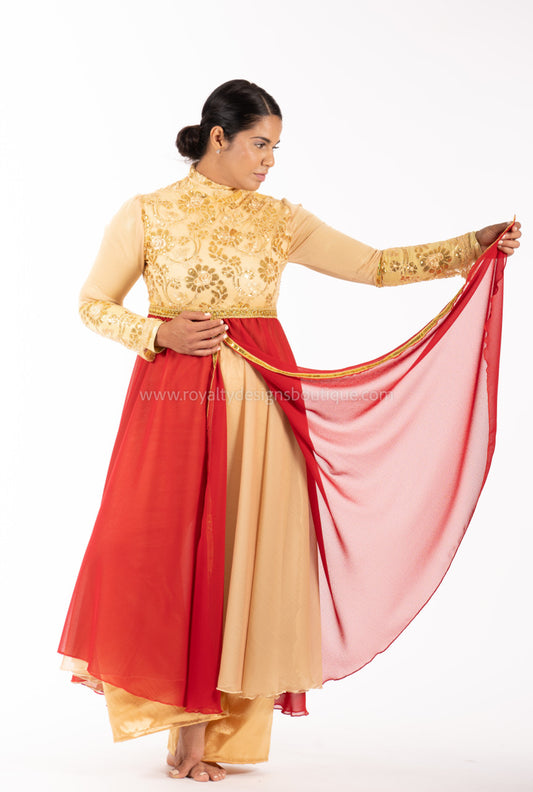 PRINCESS Collection Hi Waist red and gold Elegant chiffon Garment Dress