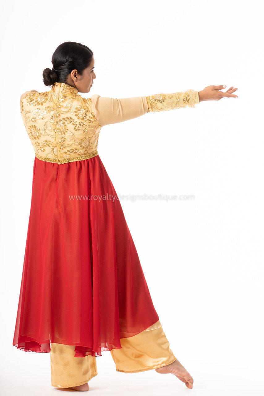 PRINCESS Collection Hi Waist red and gold Elegant chiffon Garment Dress