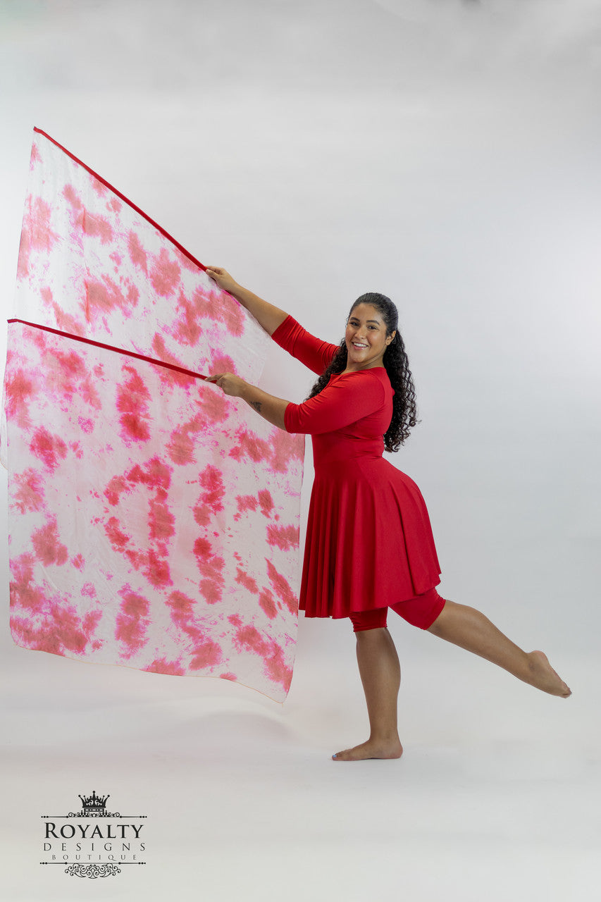 The Blood Red and White (2) of Silk Worship Flags on Flex stick