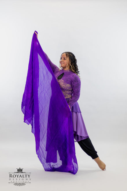 Purple Chiffon long Praise Dance Veil